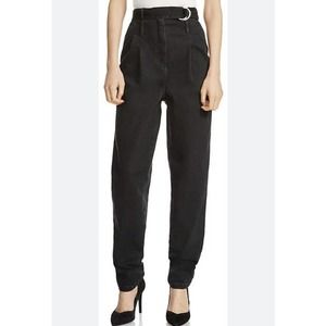 Maje Parisso Black Jeans Taper Leg Pleated High Rise Denim Pants Size 36 US S Y8